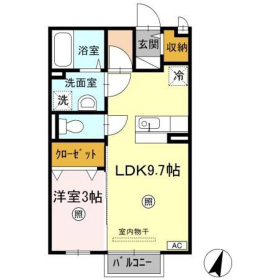 セジュール瀬戸下A棟(1LDK/1階)の間取り写真
