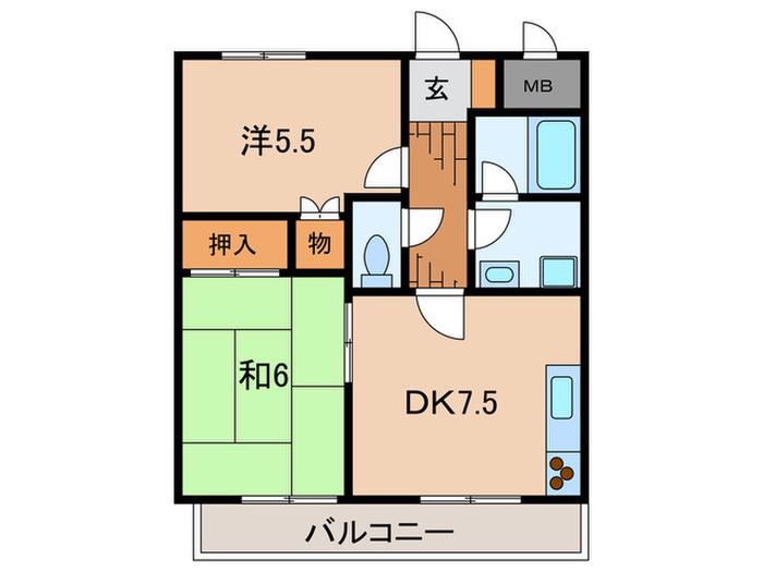 ハイツグレーシア(2DK/3階)の間取り写真