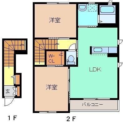 ブランシェ B(2LDK/2階)の間取り写真