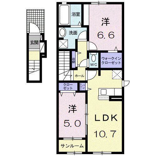 コート・エアリー(2LDK/2階)の間取り写真