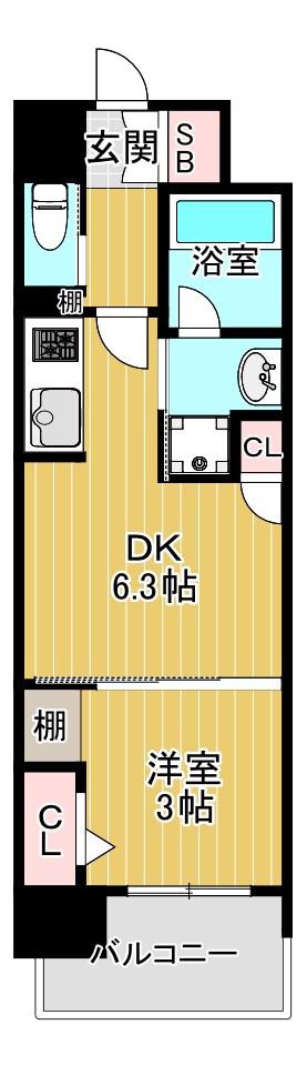 アーバネックス大阪天満宮II(1DK/8階)の間取り写真