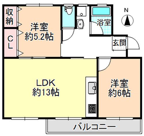金剛第三 214棟(2LDK/4階)の間取り写真