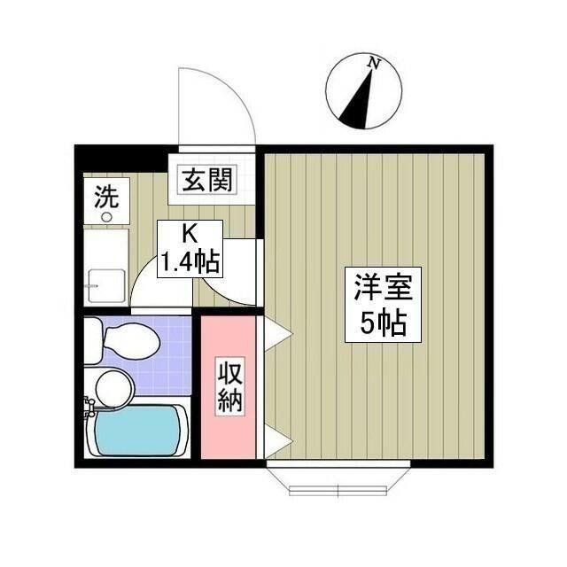 ザ・ウェーブ西ケ丘(1K/1階)の間取り写真