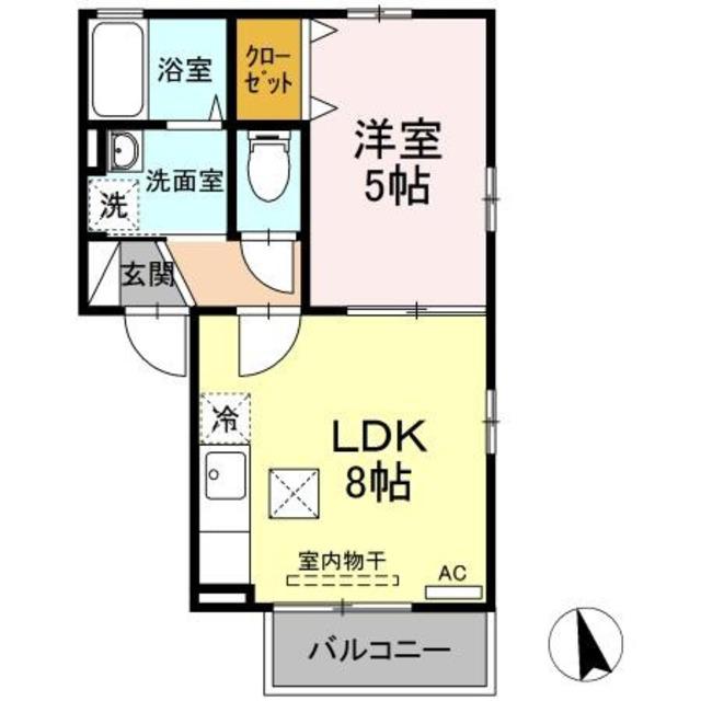 セジュール(1LDK/2階)の間取り写真
