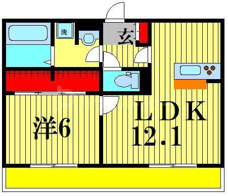 グランテージ海神I(1LDK/1階)の間取り写真