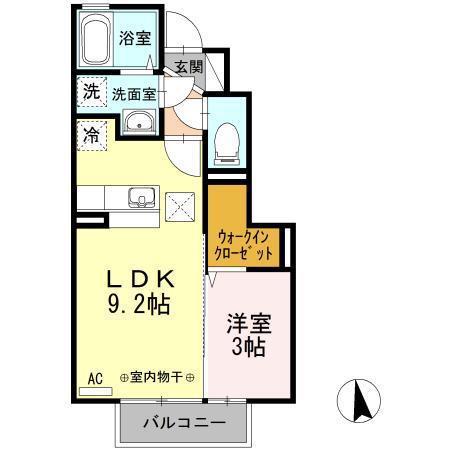 ハイネス城下(1LDK/1階)の間取り写真