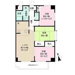 パーシモンヒルズ桜本町(3LDK/11階)の間取り写真