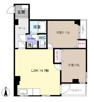 エッグビル(2LDK/3階)の間取り写真