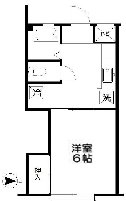 むさしせきサープラス(1DK/3階)の間取り写真