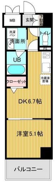 LUCE VII(1DK/2階)の間取り写真