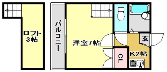 ウィズ塩田(1K/2階)の間取り写真