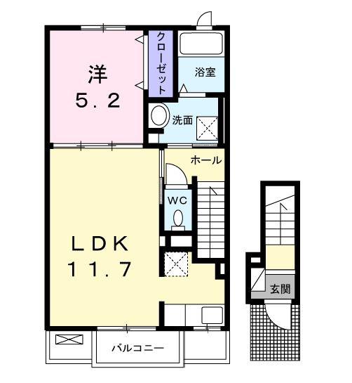 アムノスIII(1LDK/2階)の間取り写真