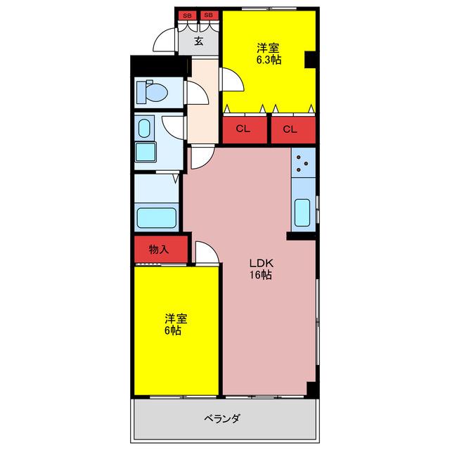 リブレス坂戸関間(2LDK/4階)の間取り写真