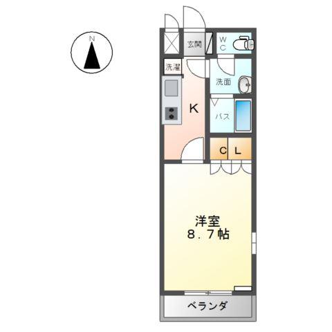 ルミエール(1K/1階)の間取り写真