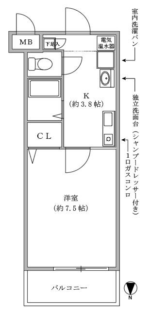 フォレスト西道頓堀(1K/5階)の間取り写真