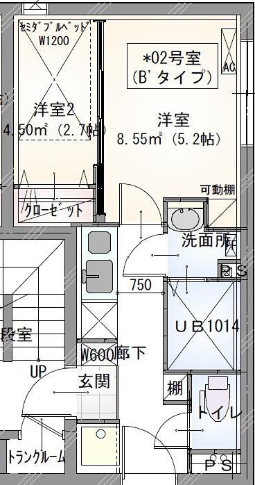 ラヴィエール秋葉原(2K/2階)の間取り写真
