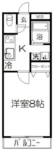 パークサイド土呂(1K/2階)の間取り写真