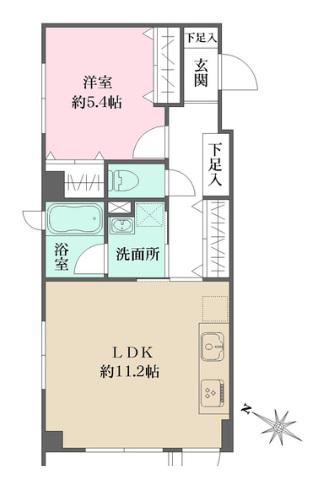 東京メトロ千代田線 代々木上原駅 徒歩7分 3階建 築6年(1LDK/2階)の間取り写真