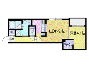 ノルデスタ千歳(1LDK/1階)の間取り写真