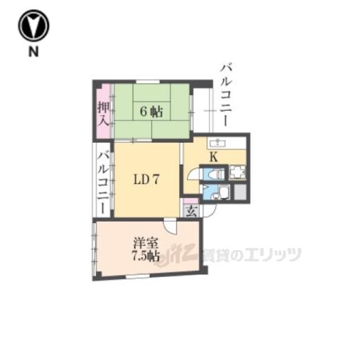 UEDAビル(2LDK/4階)の間取り写真