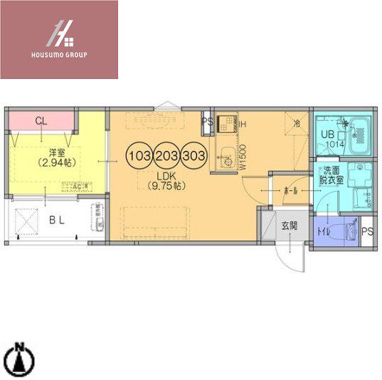 FSTYLE東大阪本庄1号館(1LDK/2階)の間取り写真