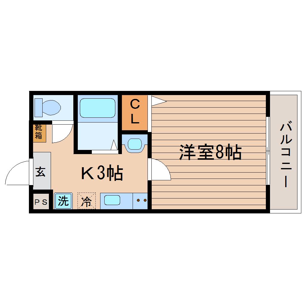 ロイヤルハイツ東八(1K/2階)の間取り写真