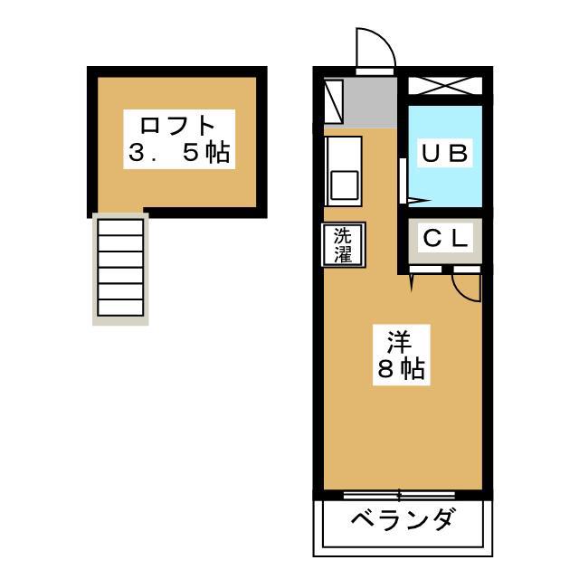 チェリーウェル(ワンルーム/2階)の間取り写真