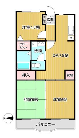 リューデスハイム(3DK/2階)の間取り写真