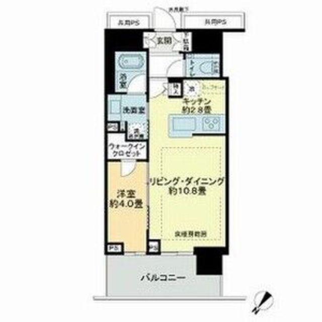 BRILLIATOWER西新(1LDK/11階)の間取り写真