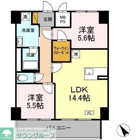 ベルフルール弐番館 住居(2LDK/2階)の間取り写真