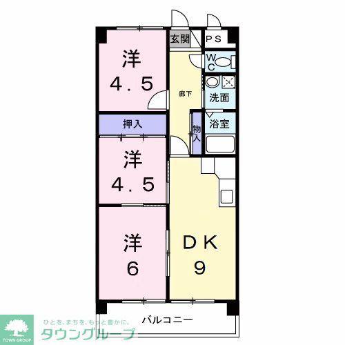 ファミーユ旭(3DK/3階)の間取り写真