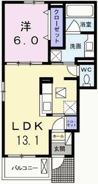 ベル フルールII(1LDK/1階)の間取り写真