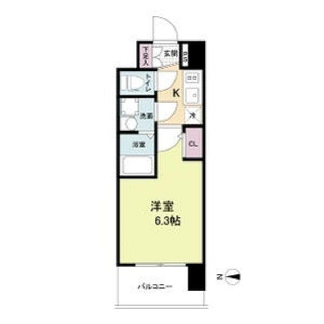 エスリードレジデンス大阪福島イースト(1K/9階)の間取り写真