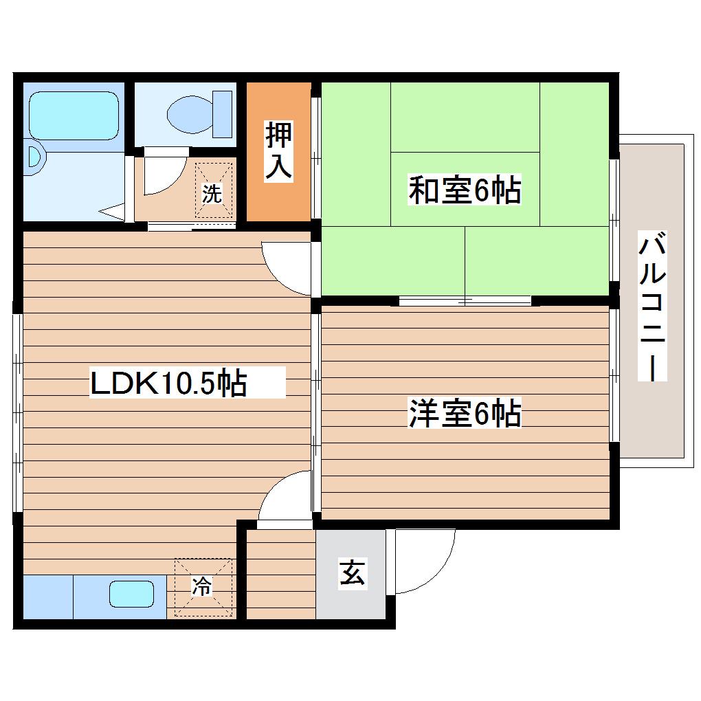 ウォクヒル・北山(2LDK/2階)の間取り写真