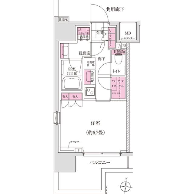 ディームス木場(1K/6階)の間取り写真