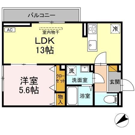 D-INVEST栄町(1LDK/2階)の間取り写真