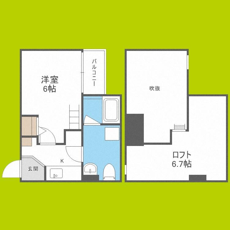 CRASTINE帝塚山東(1K/1階)の間取り写真