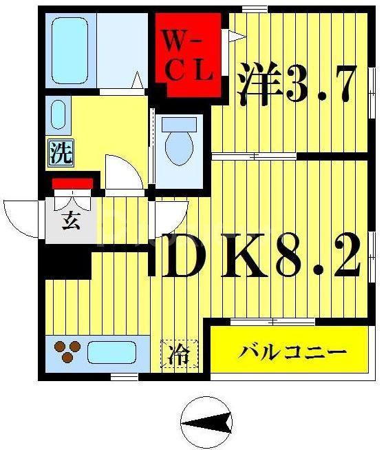 プランドール東向島(1LDK/1階)の間取り写真