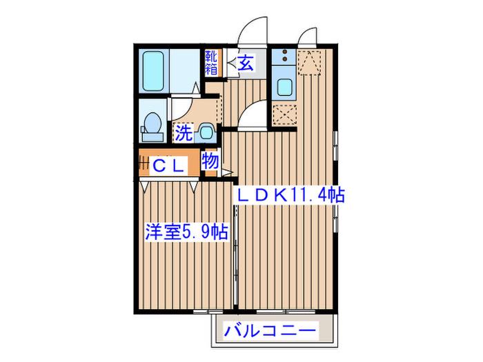 セレスティン宮町(1LDK/1階)の間取り写真