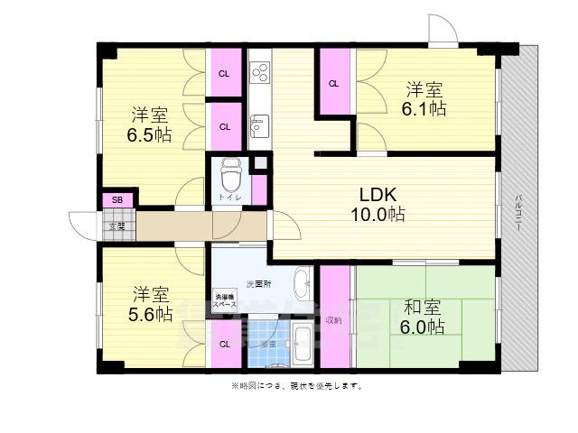 リヴィエール八番館(4LDK/6階)の間取り写真