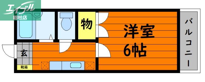エトワール21船穂マンションB(1K/3階)の間取り写真