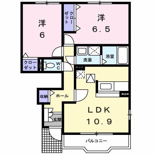 スウィートレジデンス2番館(2LDK/1階)の間取り写真