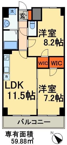 千葉ポートイースト(2LDK/8階)の間取り写真