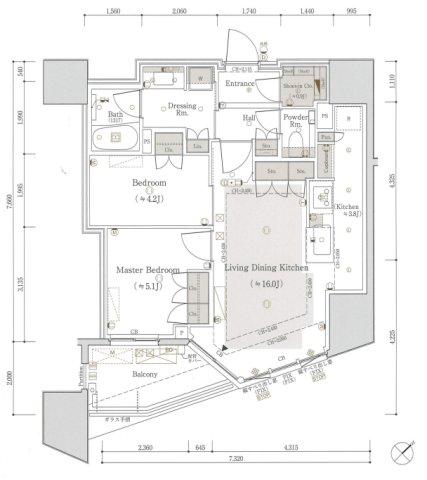 パークホームズ文京本駒込(2LDK/4階)の間取り写真