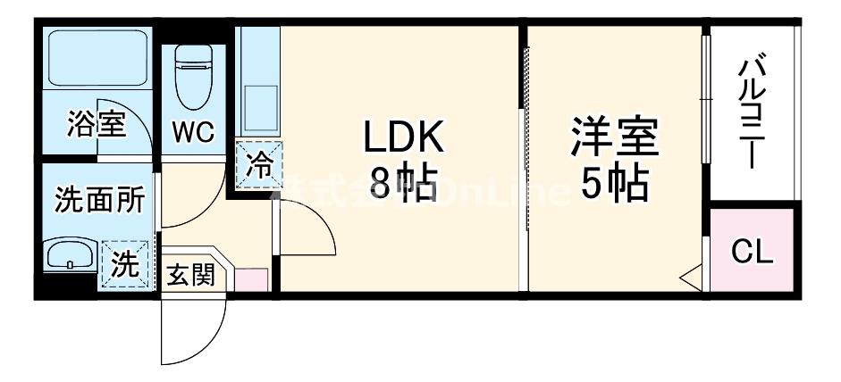 CRASTINE若江西(1LDK/2階)の間取り写真