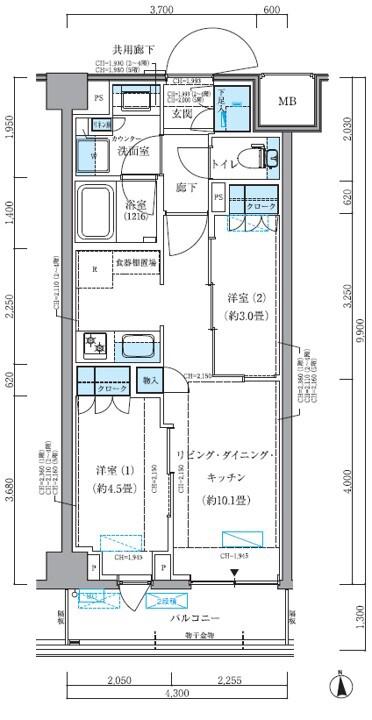 パークアクシス品川シーサイド(2LDK/5階)の間取り写真