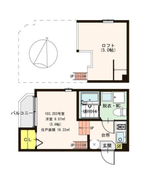 グリーンヴィラ江坂町(1K/1階)の間取り写真