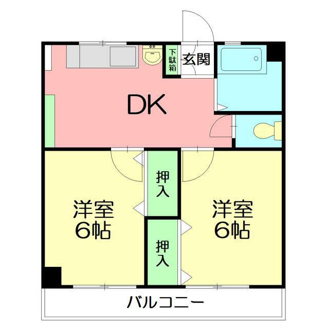 伊勢原コーポラス(2DK/3階)の間取り写真