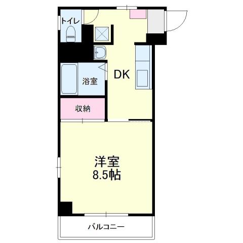 アベニュー山下(1DK/3階)の間取り写真