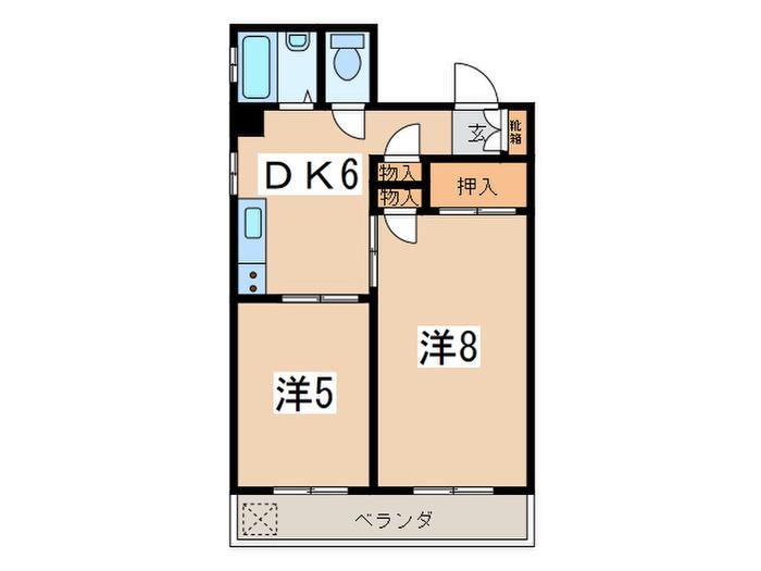 ハイマート富士(2DK/2階)の間取り写真